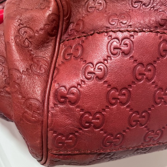 GUCCI Red Wine Burgundy Guccissima Large Sukey Leather Tote Hobo Shoulder Bag - Picture 8 of 12